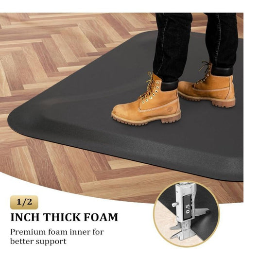 Anti-Fatigue Salon Mat with Round Chair Cutout and Non-Slip Backing