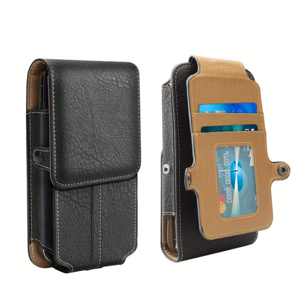 Phone Holster Belt Clip PU Leather Universal Waist Pouch 5.2–7.2 Inch – Vertical Carry Case with Metal Clip & Belt Loop for iPhone 16 15 14 13 12 11 Pro Max Plus, Samsung Galaxy S25 S24 Ultra A Series