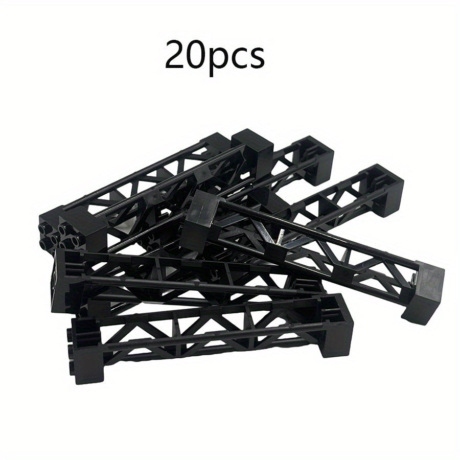 2x2x10 Pillar Support Bricks, 20pcs Black Column Rod Blocks for MOC Builds