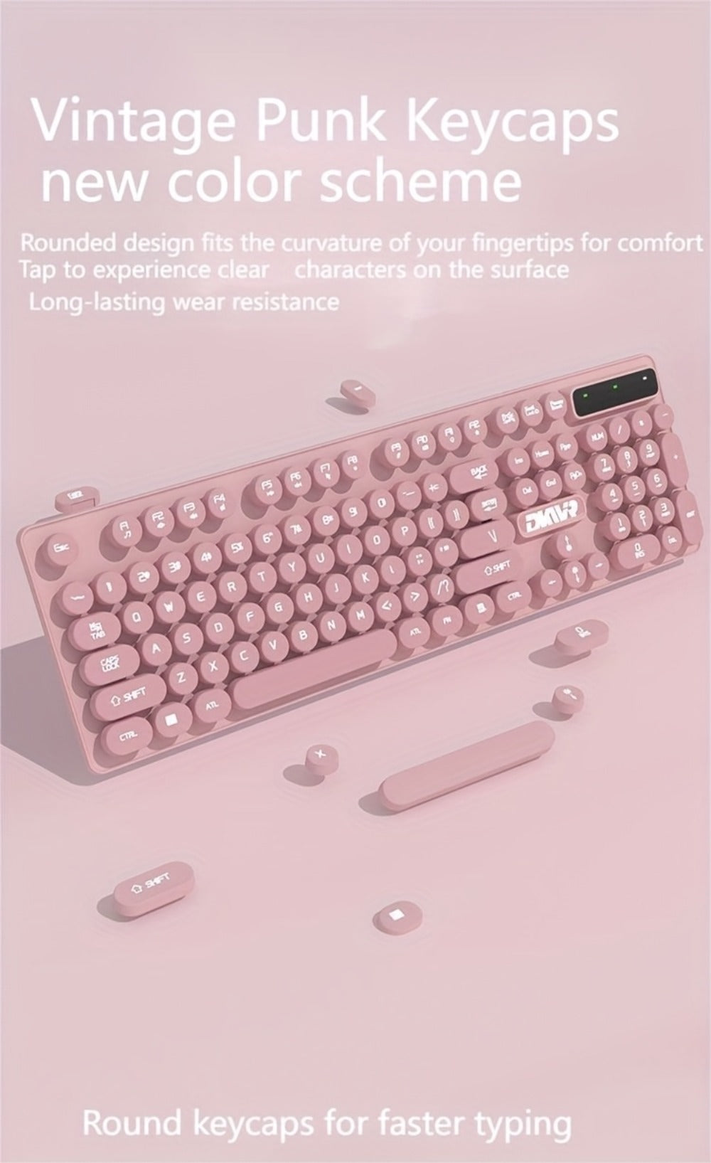 Retro Punk Keyboard and Mouse Set 104 Keys Silent Mechanical Feeling 6D Macro Mouse USB Wired Ergonomic Design for PC Laptop Desktop Gaming Office Home Creative Workstation