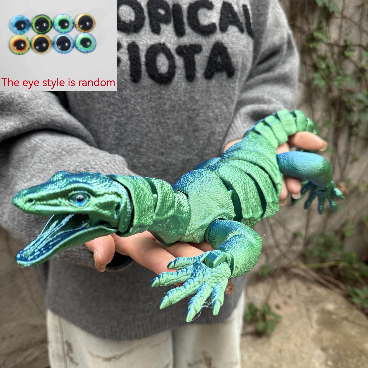 Giant Lizard Figurine 21 Inch 3D Printed – Realistic Reptile Animal Model Openable Mouth Easy 3-Part Assembly 7 Color Styles, Desk Decor Unique Gift for Kids Adults Reptile Lovers