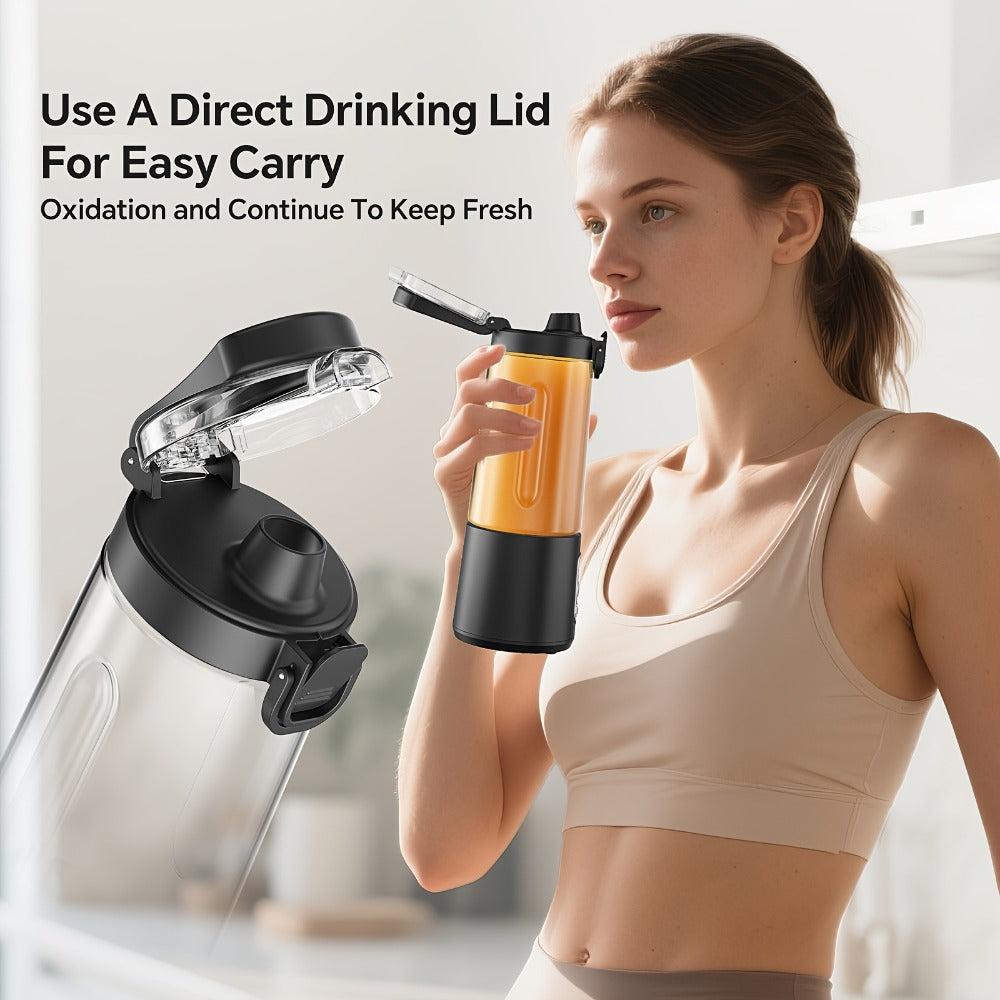 Portable Smoothie Blender USB-C Fast Charge 6-Blade Stainless Steel – Digital Timer Battery Display High-Speed Ice Crush No-Spill Lid | Protein Shake Gym Travel Blender in Black Pink White