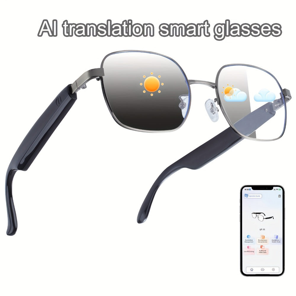 ChatGPT AI Translation Glasses with 160-Language Real-Time Translation, Photochromic Lenses, HiFi Audio & HD Calls – 19 Frame Styles, Unisex Smart Eyewear for Travel & Business