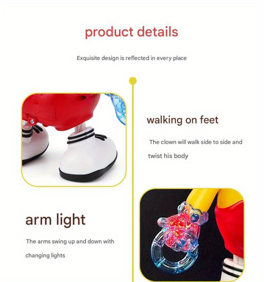 Dancing Clown Toy Doll with Light & Music, Swinging Fidget Toy for Kids Boys & Girls, Funny Weird Halloween Decoration, Christmas Birthday Gift for Children Ages 3+