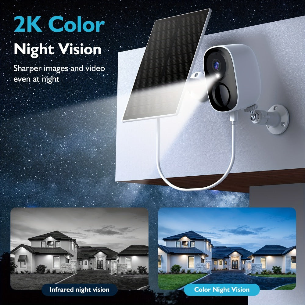 Solar Outdoor Security Camera 2K 3MP Wireless, Dual Band 2.4GHz/5GHz WiFi, AI Motion Detection, Spotlight, Color Night Vision, Two-Way Audio, Cloud & SD Storage – No Monthly Fee Battery Powered CCTV