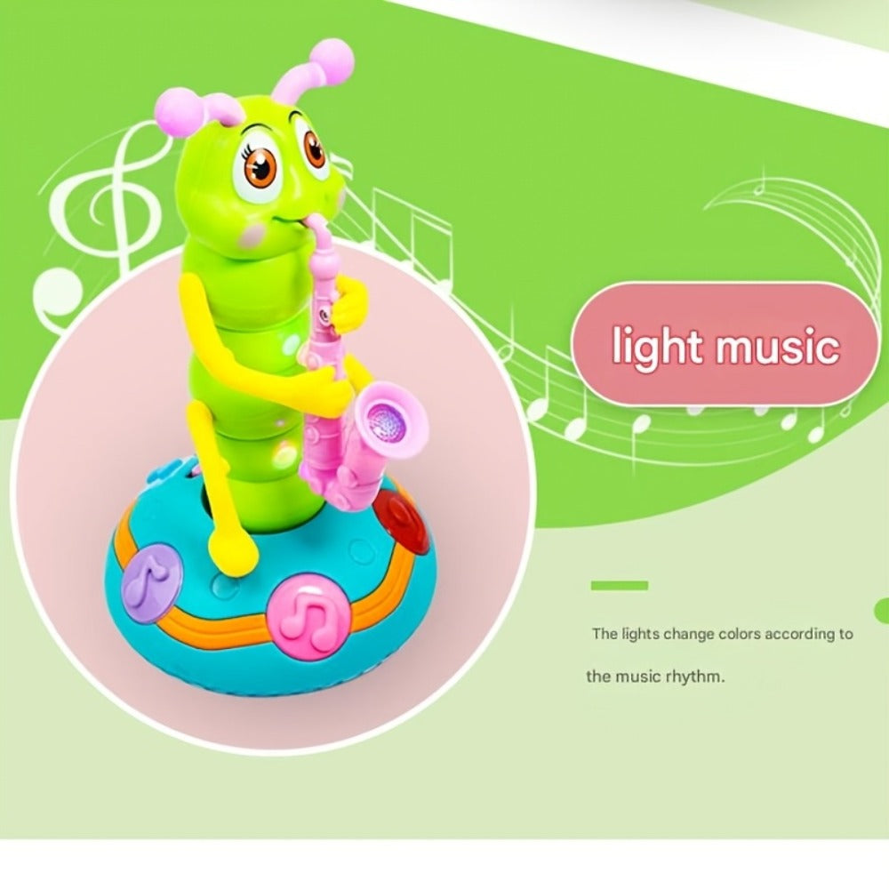 Caterpillar Saxophone Toy for Kids with LED Lights & Music - Electric Musical Instrument for Toddlers, Baby Sensory Play, Interactive Dancing Toy - Boys & Girls Birthday Christmas Gift