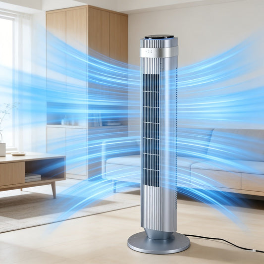 Bladeless Tower Fan with Remote, 4 Speeds, LED Display and 12-Hour Timer