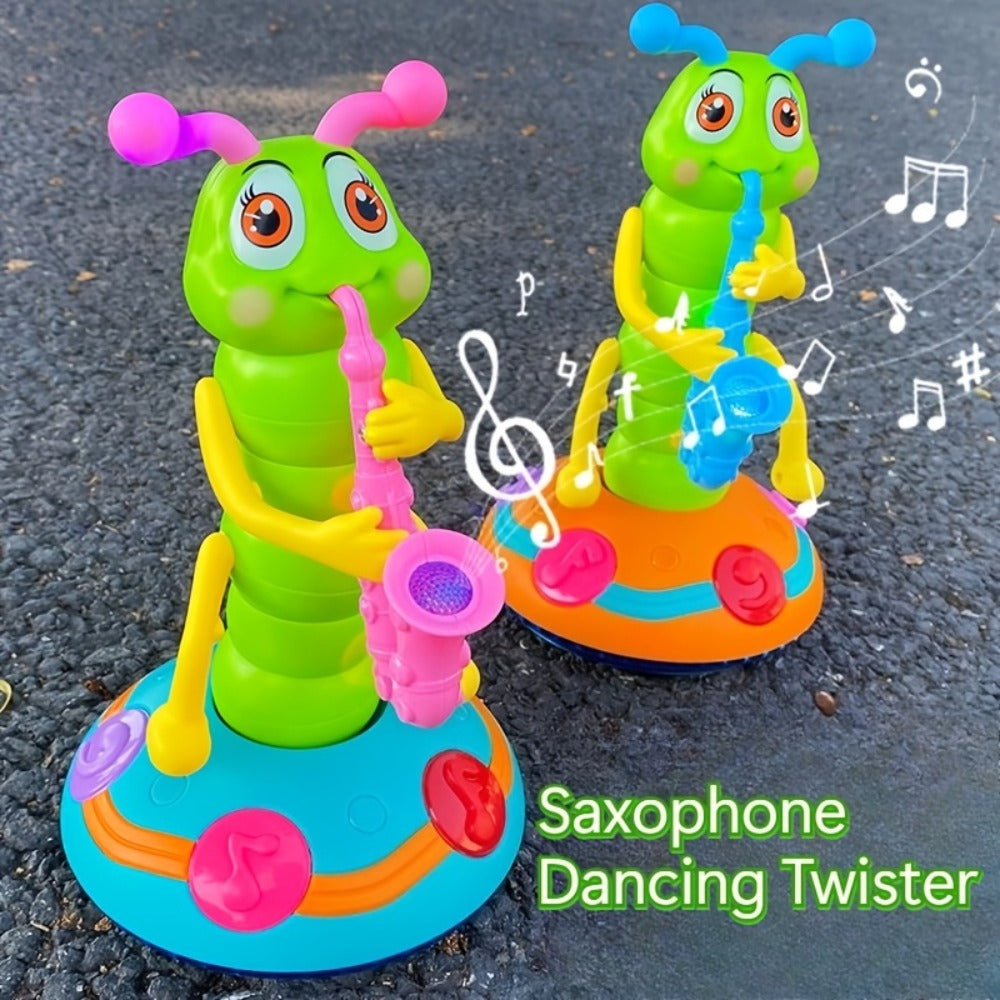 Caterpillar Saxophone Toy for Kids with LED Lights & Music - Electric Musical Instrument for Toddlers, Baby Sensory Play, Interactive Dancing Toy - Boys & Girls Birthday Christmas Gift
