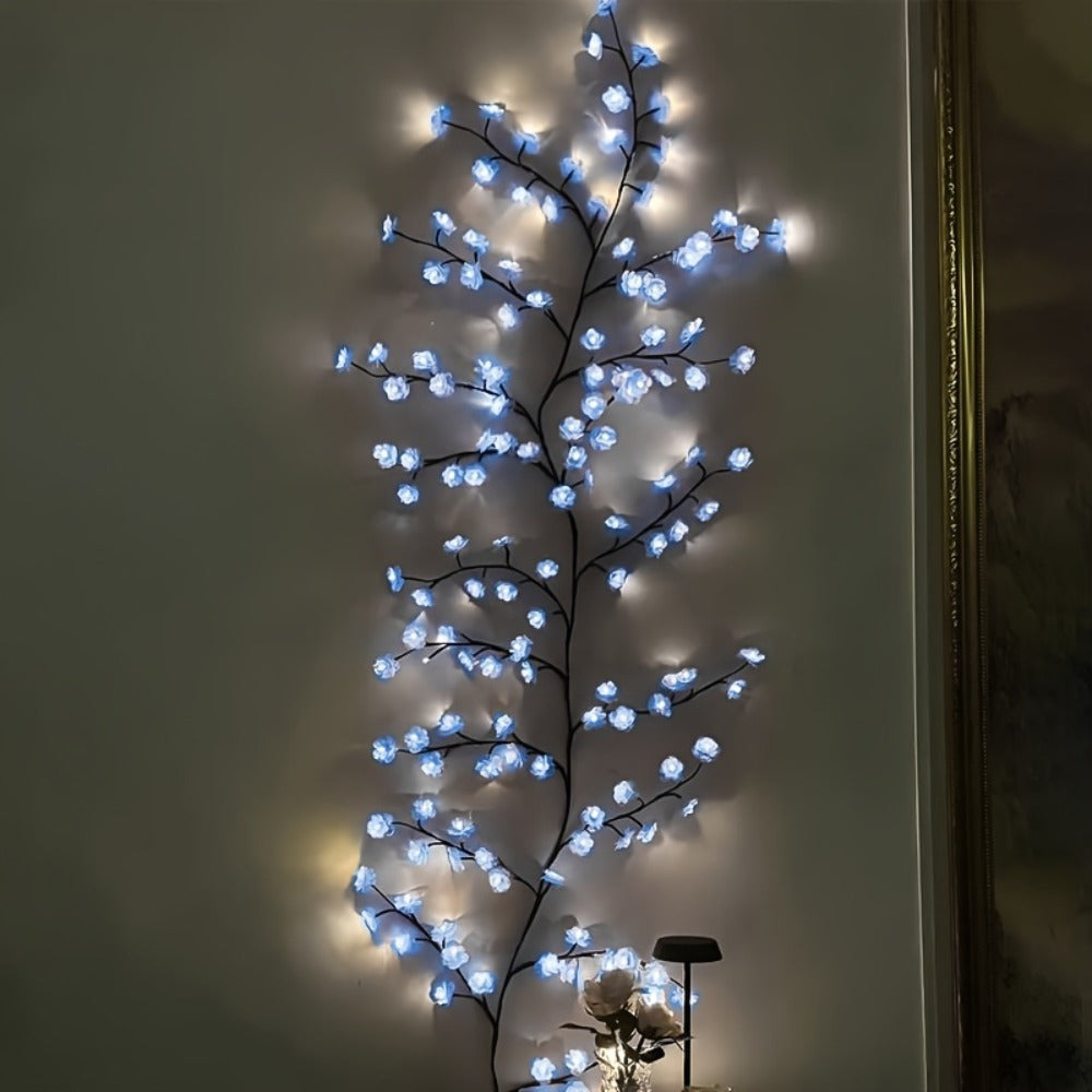 Cherry Blossom LED Fairy Lights USB Powered – 96-Light Faux Floral Garland, Dimmable Warm & Cool White, Plug & Play | Firework, Butterfly & Pink Styles | Bedroom, Party & Holiday Indoor Decor