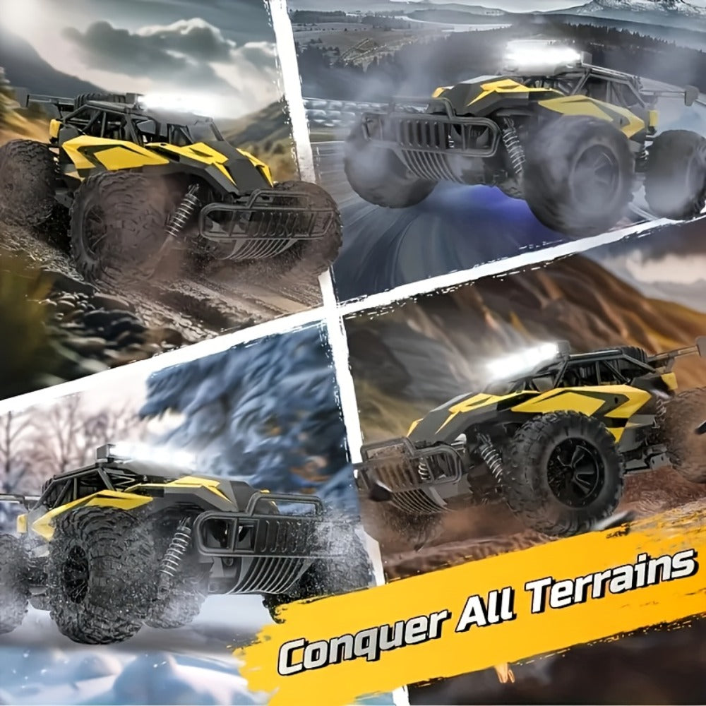 High-Speed RC Buggy 40km/h Alloy Body – 2.4G Remote Control Off-Road Vehicle for Boys Ages 6+, Super Powerful All-Terrain Outdoor Racing Truck, Birthday Halloween Christmas Gift Red Yellow