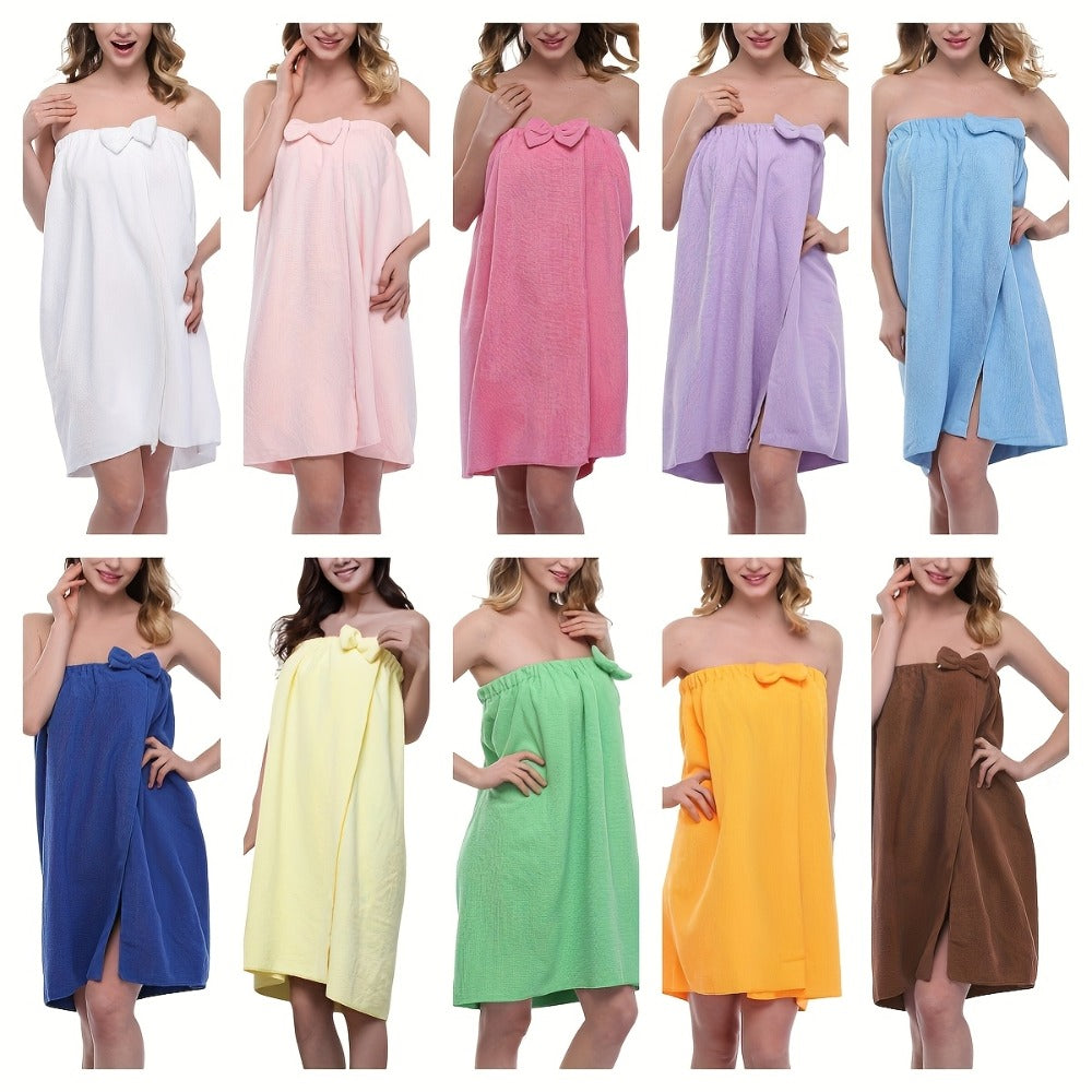 Women's Bath Wrap Towel Robe – Lightweight 250gsm Microfiber Shower Spa Bathrobe with Adjustable Closure One Size Fits Most