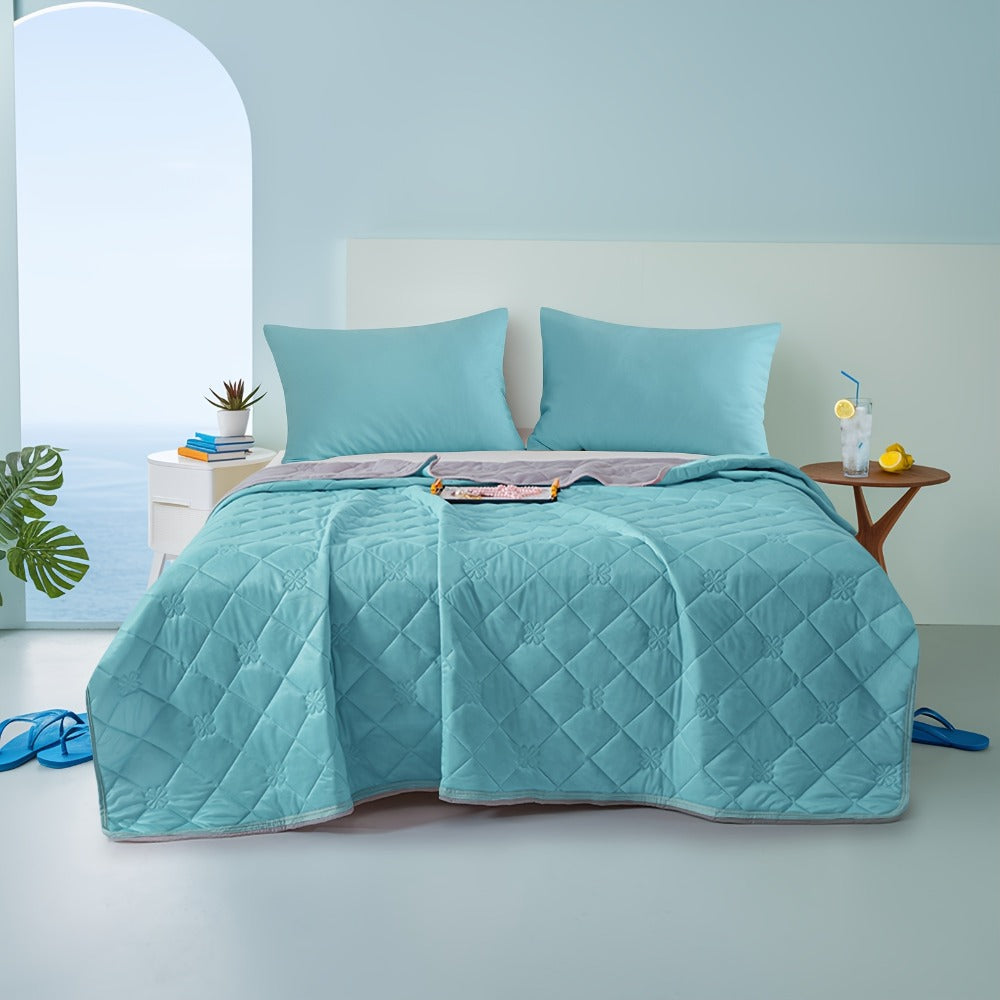 Ultrasonic Embossed Cooling Blanket – 100% Polyester Summer Throw, Breathable Lightweight for Hot Sleepers, Machine Washable, 6 Colors