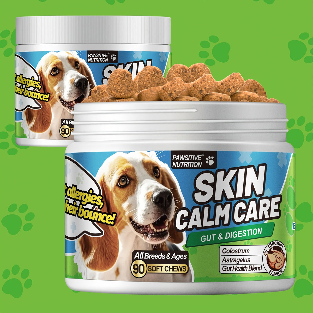 Dog Probiotic Chews – 6 Billion CFU with Bovine Colostrum & Astragalus Root, Gut Health & Immune Support, Chicken Flavor, 90 Chews for All Dogs
