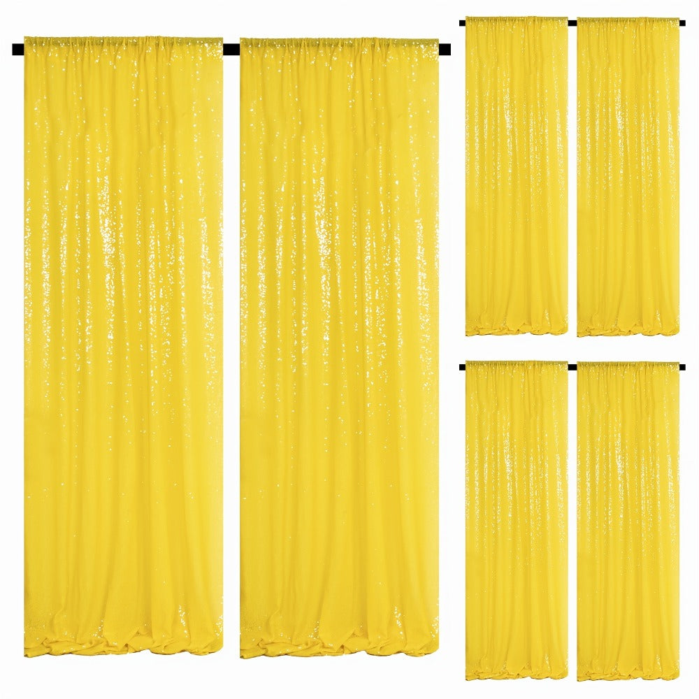 Sequin Backdrop Curtains 2FTx8FT Glitter Photography Background Panels for Party Wedding Birthday Stage Decoration Gold Yellow Shimmer Curtain Set 4 6 10 Panels Available