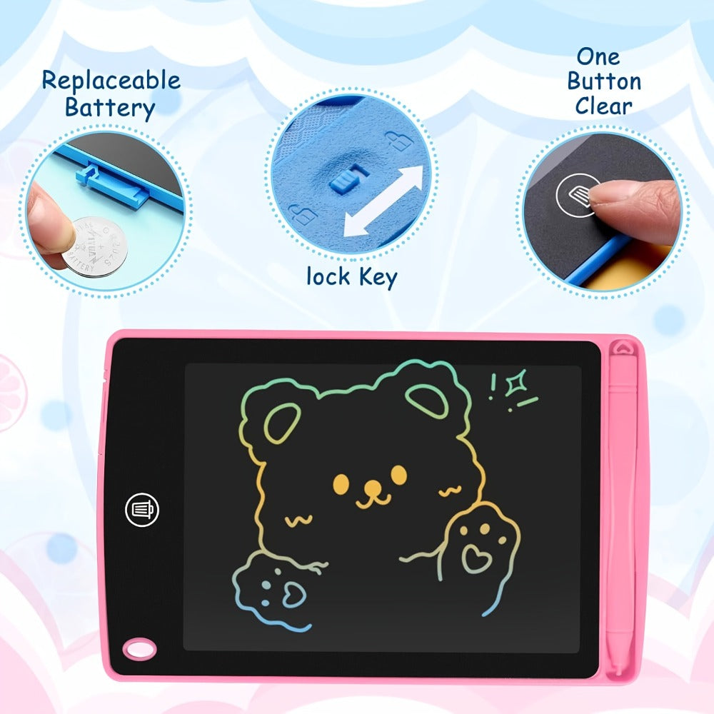 LCD Drawing Tablet with Stylus 2 Pack – 8.5 Inch Reusable Doodle Pad for Kids, Blue & Pink, Battery-Powered Educational Toy, Birthday & Holiday Gift for Boys & Girls