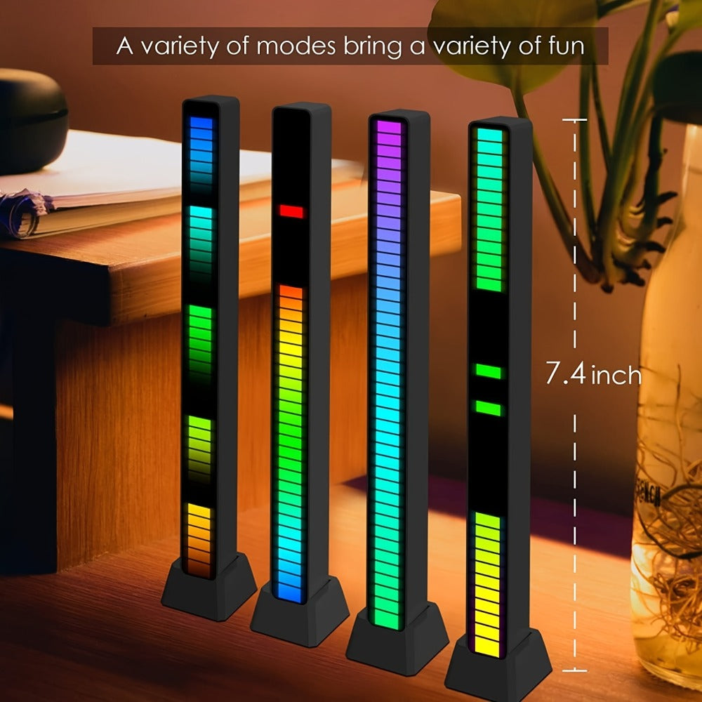 RGB LED Light Bars with Music Sync 2/4 Pack Voice Control USB Powered Smart Rhythm Lights for Gaming Room PC Desk TV Backlight Home Office Bedroom Atmosphere Decoration