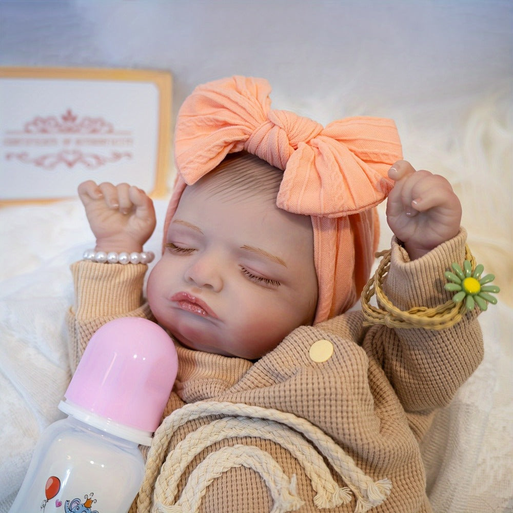 20-Inch Sleeping Reborn Baby Doll with Soft Cloth Body and Feeding Set