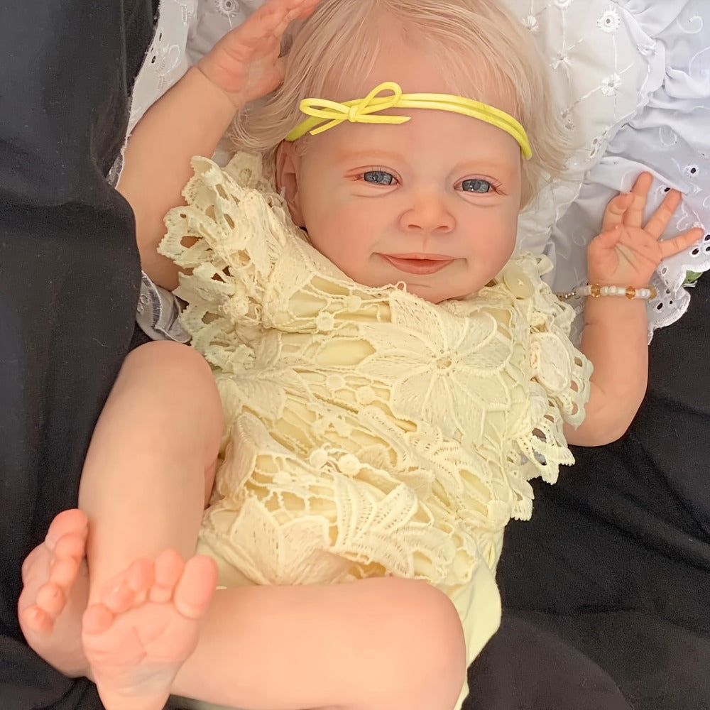 19-Inch Blonde Reborn Baby Doll with Soft Vinyl Body and Accessories