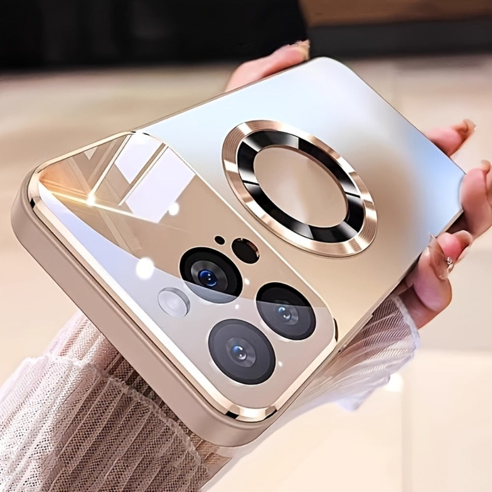 MagSafe iPhone Case Matte Titanium with Built-In Glass Lens Protector for iPhone 17 Pro Max Air 16 15 14 Series – Shockproof Luxury Magnetic Wireless Charging Cover