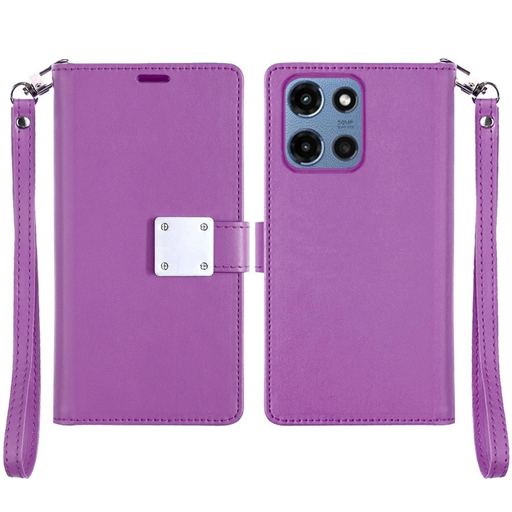 Moto G 5G 2025 Wallet Case PU Leather Folio with 5 Card Slots Cash Pocket Magnetic Closure Kickstand for Motorola Moto G 5G 2025 – NOT for 2024/2023/2022