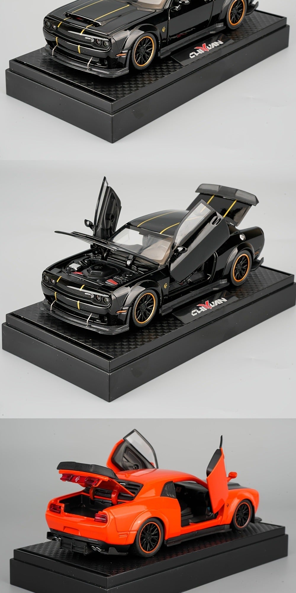 1:32 Scale Dodge Hellcat Die-Cast Metal Car Model with Openable Doors & Display Base – Collector Diecast Vehicle, Desk Decoration, Birthday Christmas Gift for Adults Men
