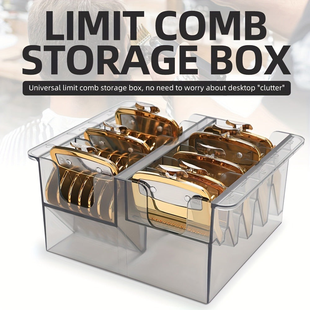 Barber Tool Organizer 8-Slot Clear Plastic Storage Box for Hair Clippers Scissors & Grooming Accessories – Transparent Salon Organizer for Home & Professional Barber Use