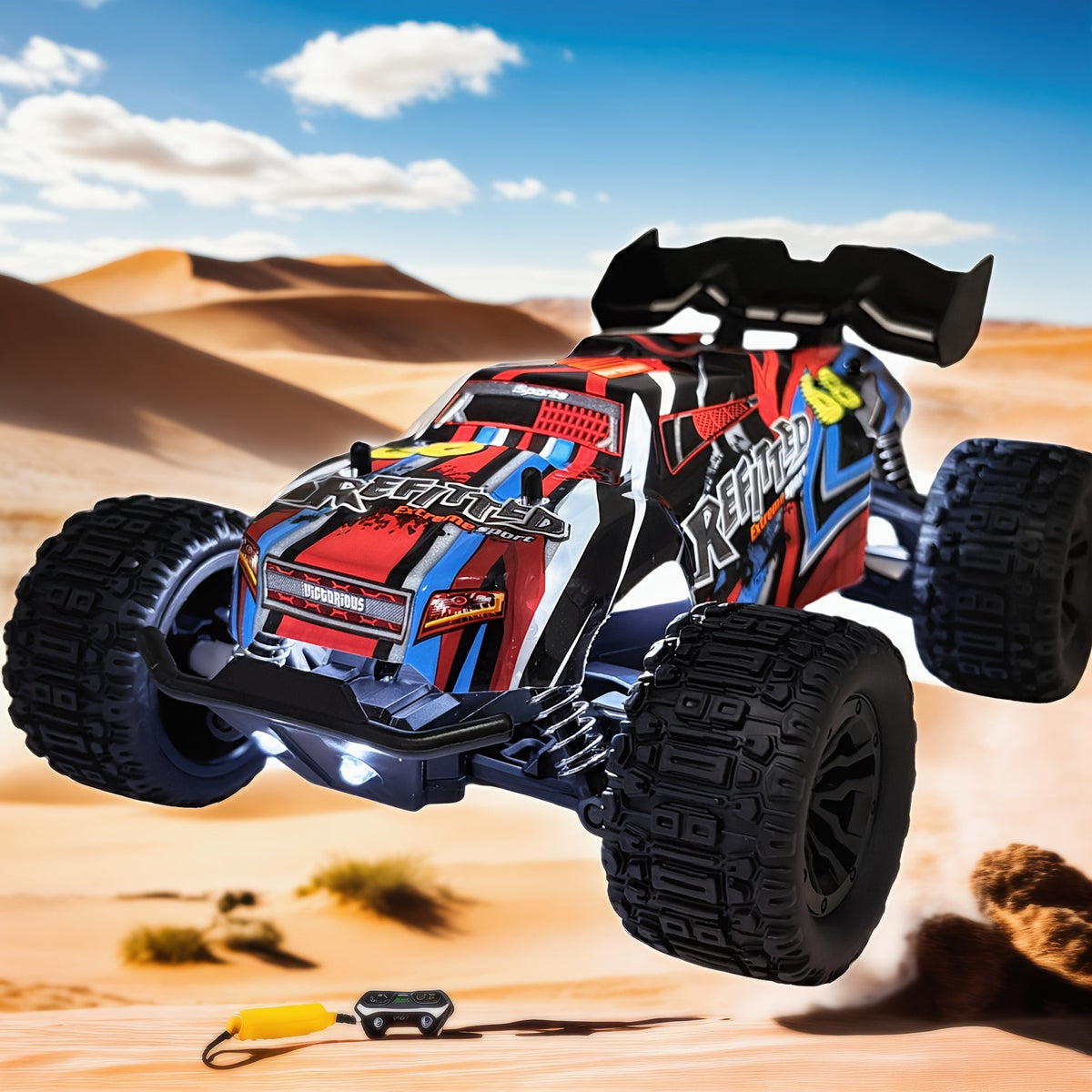 RC Monster Truck 4x4 All-Terrain Remote Control Off-Road Vehicle, 2.4GHz, Red