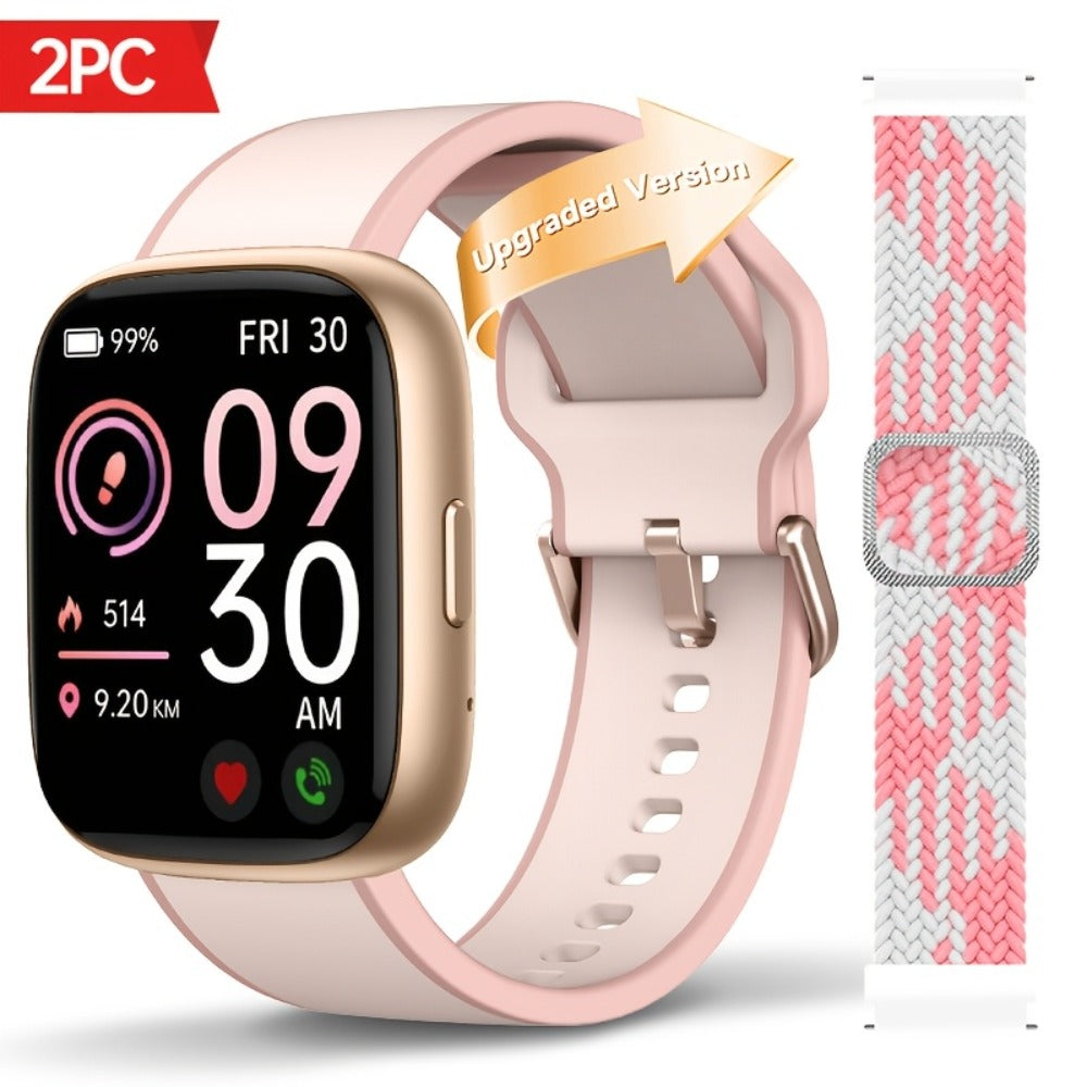 Alexa Built-in Waterproof Smartwatch 1.83" HD – Wireless Calling, 100+ Sport Modes, Heart Rate SpO2 Sleep Tracker, Optional Woven Strap – Unisex Black Green Purple Pink Gold White iPhone & Android