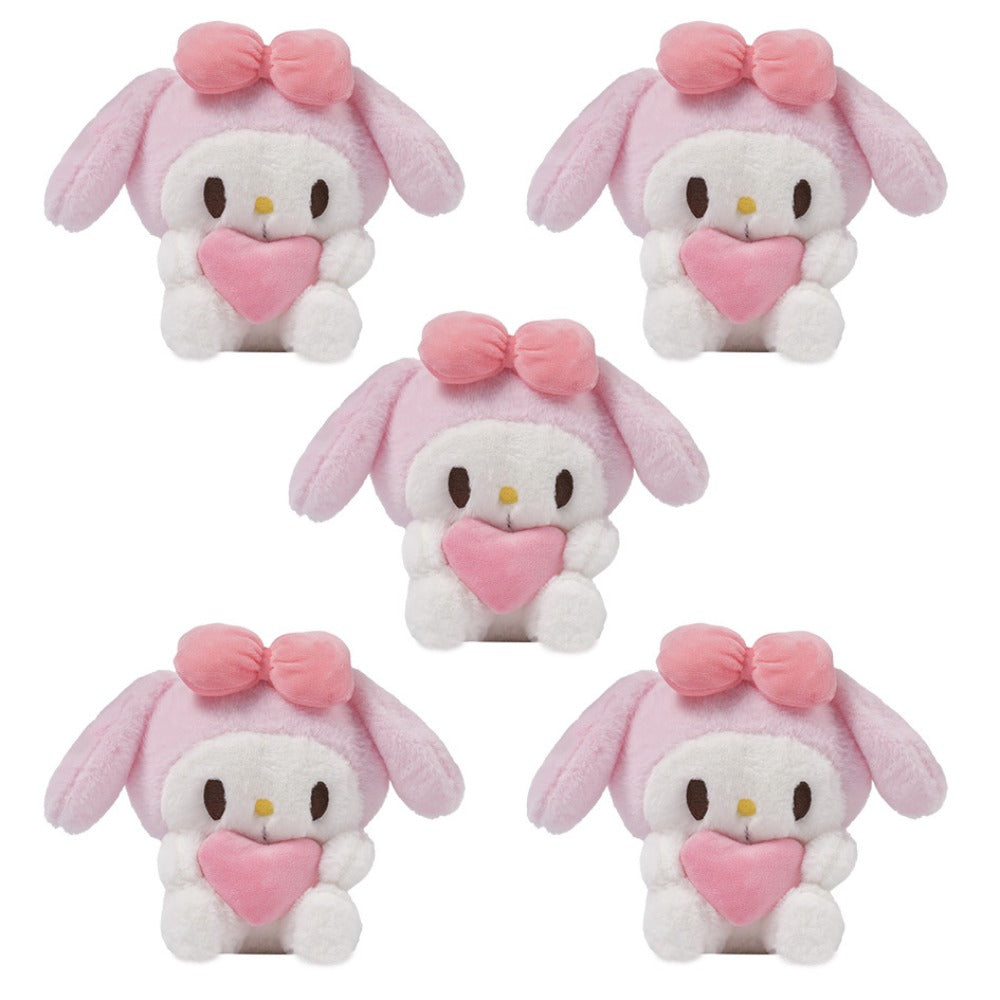 Hello Kitty Kuromi Plush Set 5pcs — Official Licensed Sanrio Stuffed Animals Holding Hearts, My Melody Gudetama Kawaii Gift for Girls Teens Birthday Christmas Holiday