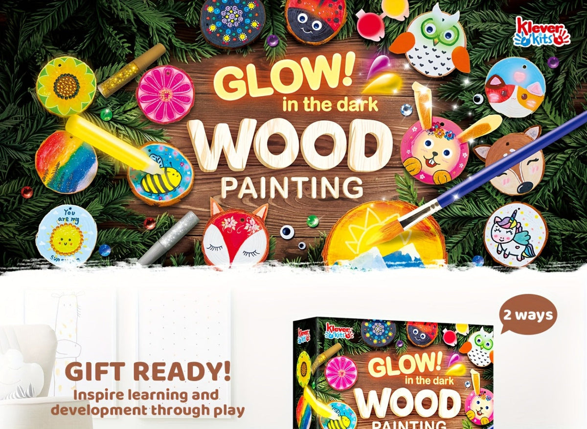 Kids Painting Kit, Glow in the Dark Wood Slice Arts & Crafts Set, 500+ Pieces