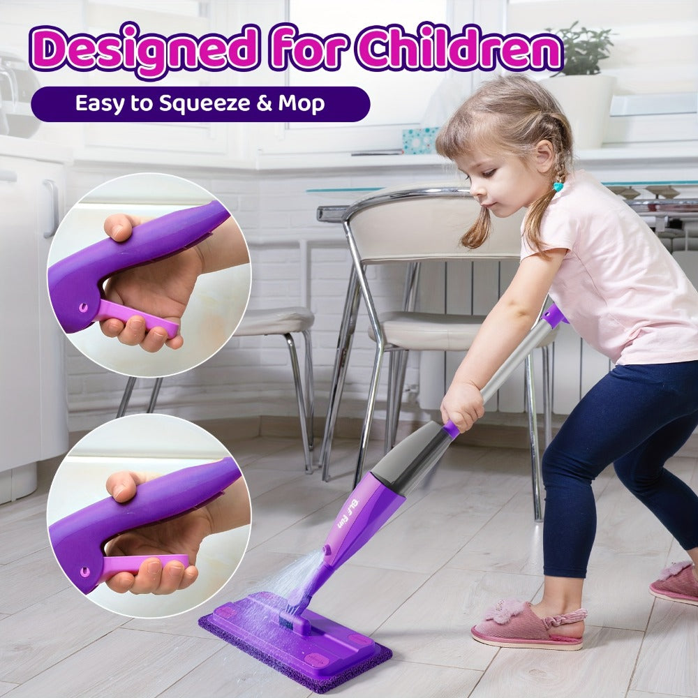 Kids Spray Mop Toy with Water Sprayer for Pretend Housekeeping Play