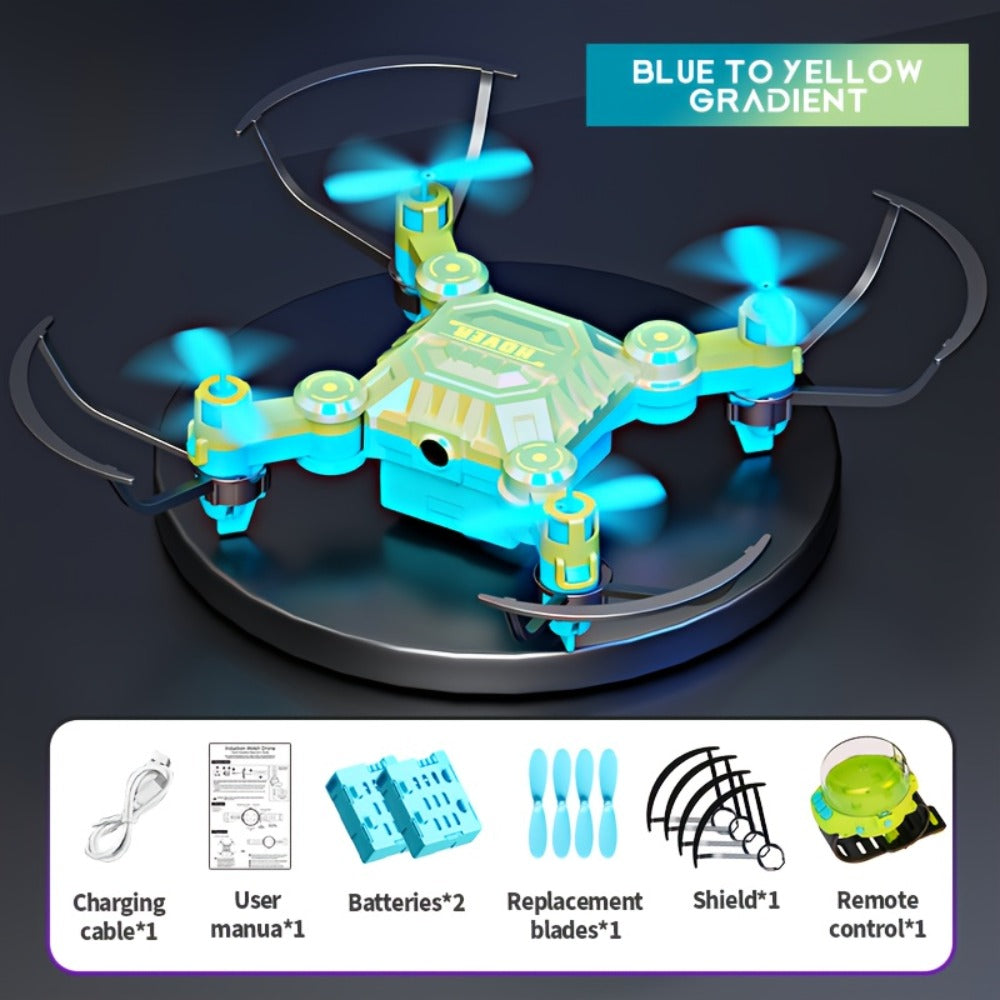 Watch Case Mini Drone for Kids with 2 Rechargeable Batteries – RC Quadcopter Stable Hover Indoor Outdoor Beginner Flying Toy Gift for Boys Girls Birthday Christmas Halloween Blue Green Black