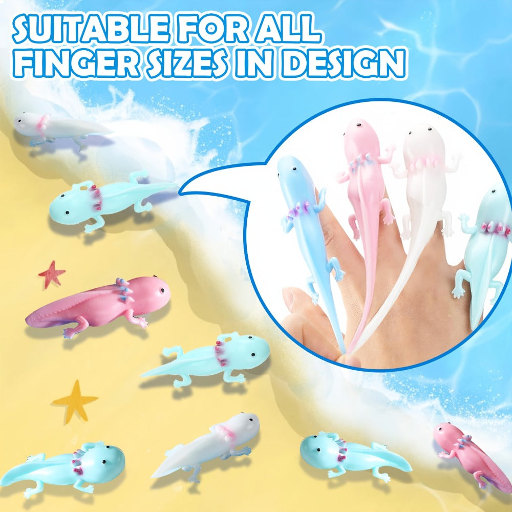 Axolotl Slingshot Fidget Toy, 24-Piece Pack of Squishy Finger Puppets