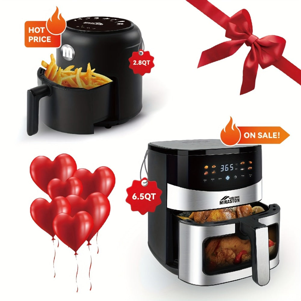 Air Fryer Smart Touch Screen – 2.8QT & 6.5QT with Color Icons, Viewable Window, 8 Preset Recipes & Manual Adjustments, Dishwasher-Safe Basket for Family Meals & Party Cooking
