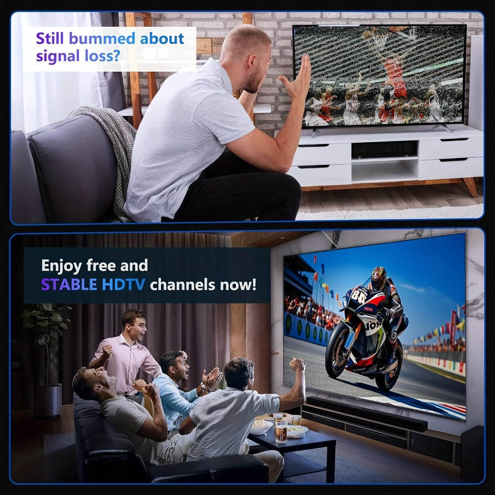 Dual TV Splitter Outdoor Antenna 150 Mile Range – 2026 Smart Digital HDTV, 2 TVs Simultaneously, RG6 Coaxial Cable & Mounting Bracket Included, Attic Rooftop