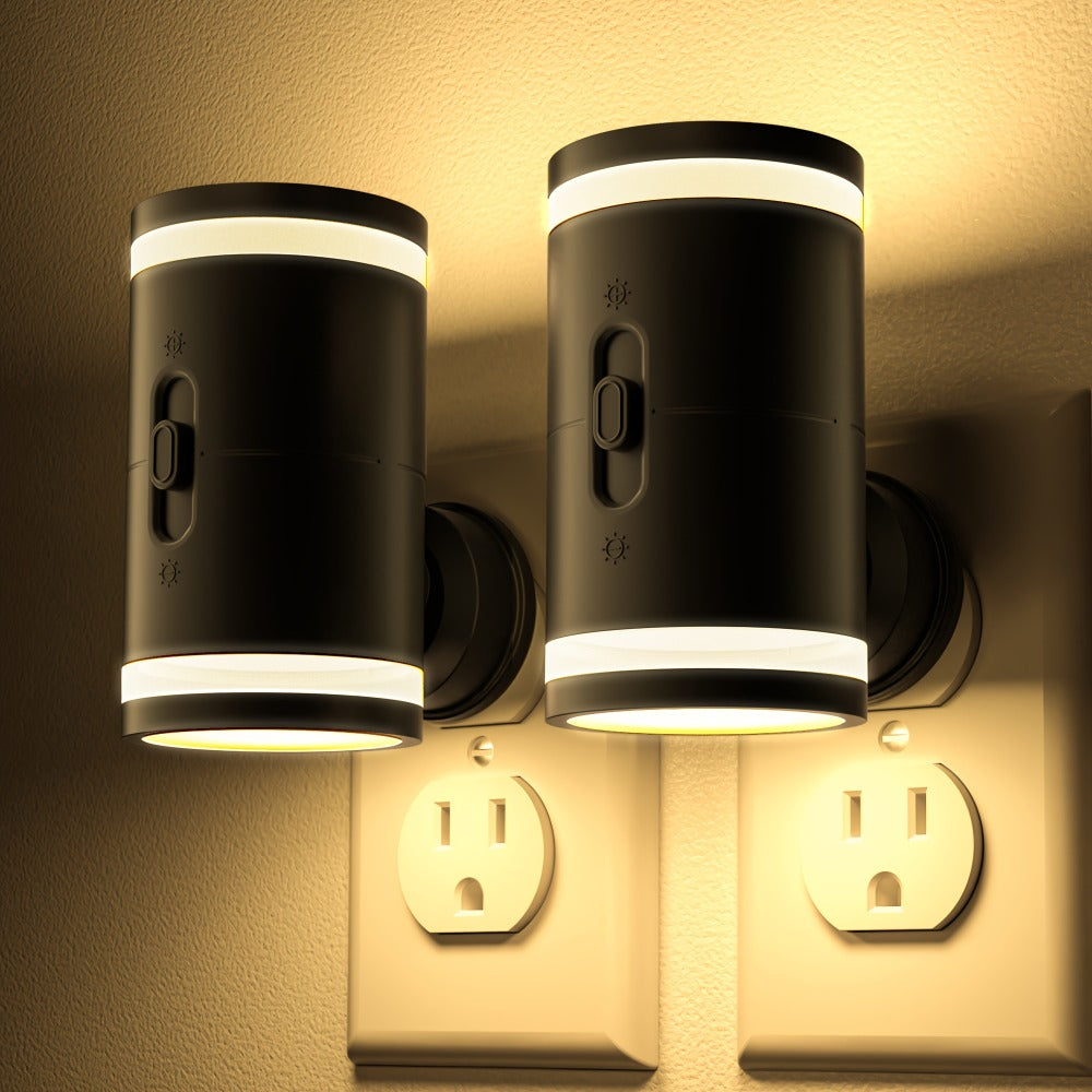 LED Night Light Plug In Dusk to Dawn Sensor – 5-120LM Adjustable Brightness, 3 Color Temperatures, Modern Plug-In Night Lights for Hallway, Bedroom, Staircase, Bathroom & Toddler Room, 2 or 4 Pack