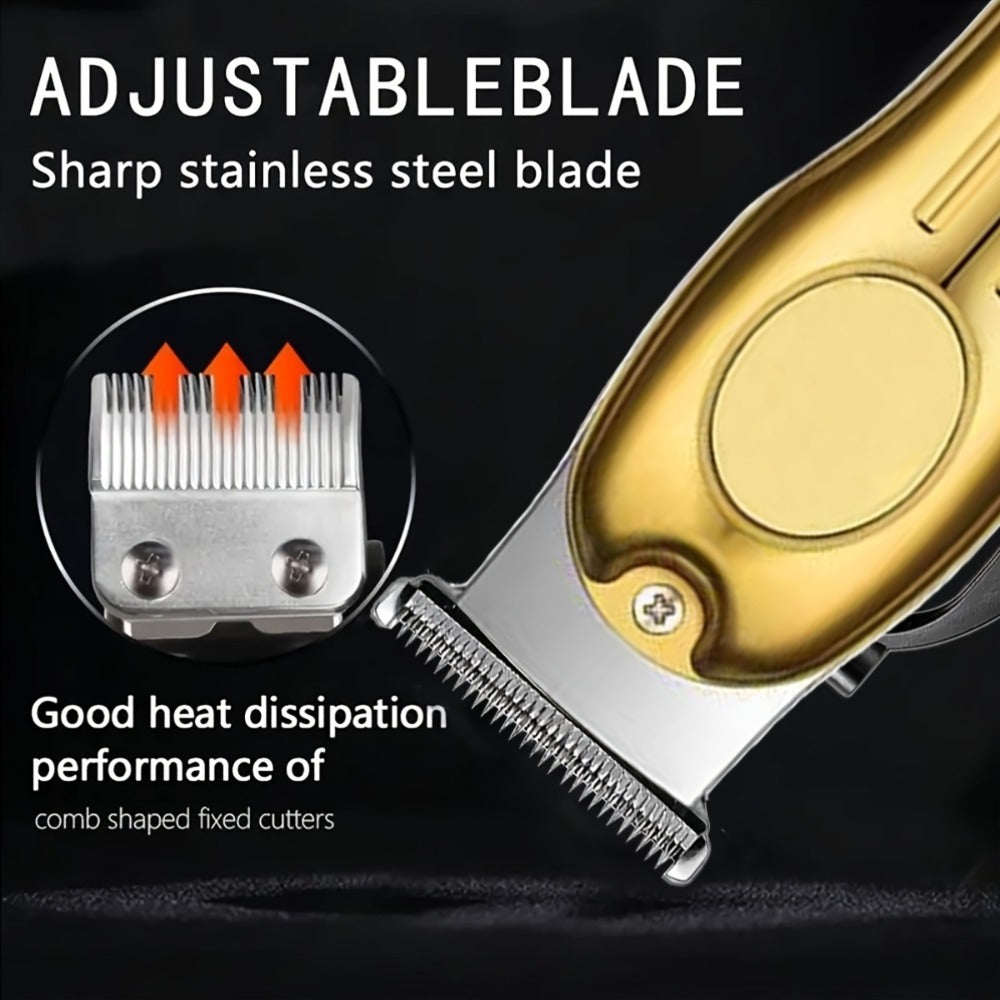 Cordless Hair Clipper Set for Men & Women — Professional Wireless Barber Clippers with T-Blade Trimmer, LED Screen, Adjustable Taper Lever, Rechargeable USB, Steel Blades, Home & Travel Grooming Kit