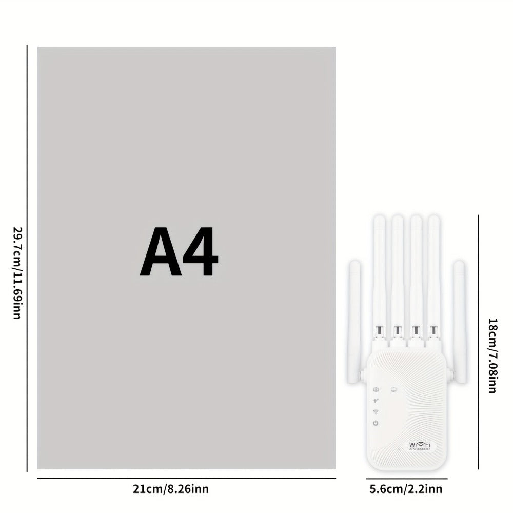 Ourlife WiFi Extender 11000 Sq Ft 6-Antenna 360° - 2.4GHz Signal Enhancer with Ethernet Port, Plug and Play, for Home Shopping Mall Coffee Shop Hotel Large Area Coverage