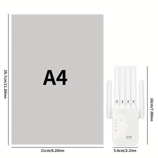 Ourlife 6-Antenna WiFi Extender, Up to 11,000 Sq Ft, 2.4GHz, Ethernet Port