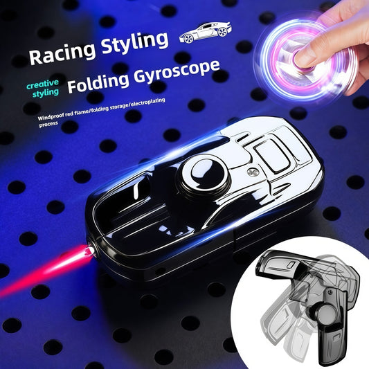 Gyro Racer Refillable Butane Lighter with Foldable Design and Portable Case
