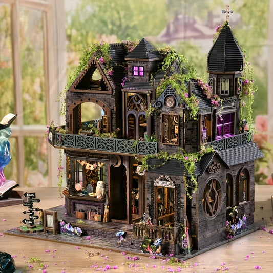 3D Wooden Puzzle – Magic Castle Model Kit with Owl, Magic Hat & Flowers