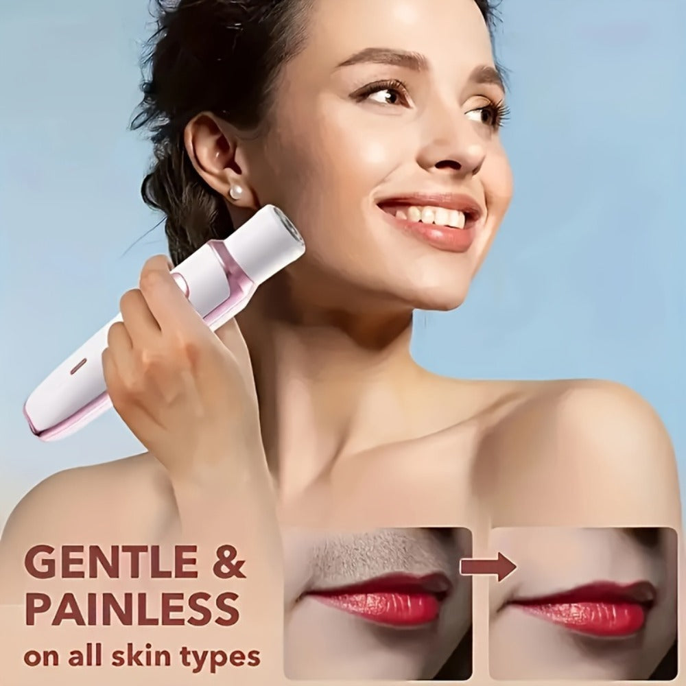 Facial Hair Remover for Women Electric USB Rechargeable Multifunctional Trimmer Set for Eyebrows Nose Face Legs Painless Portable Lady Grooming Kit Pink Purple Gift Set