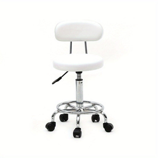 Adjustable Salon Stool with Backrest, Saddle or Round Seat and 360° Swivel
