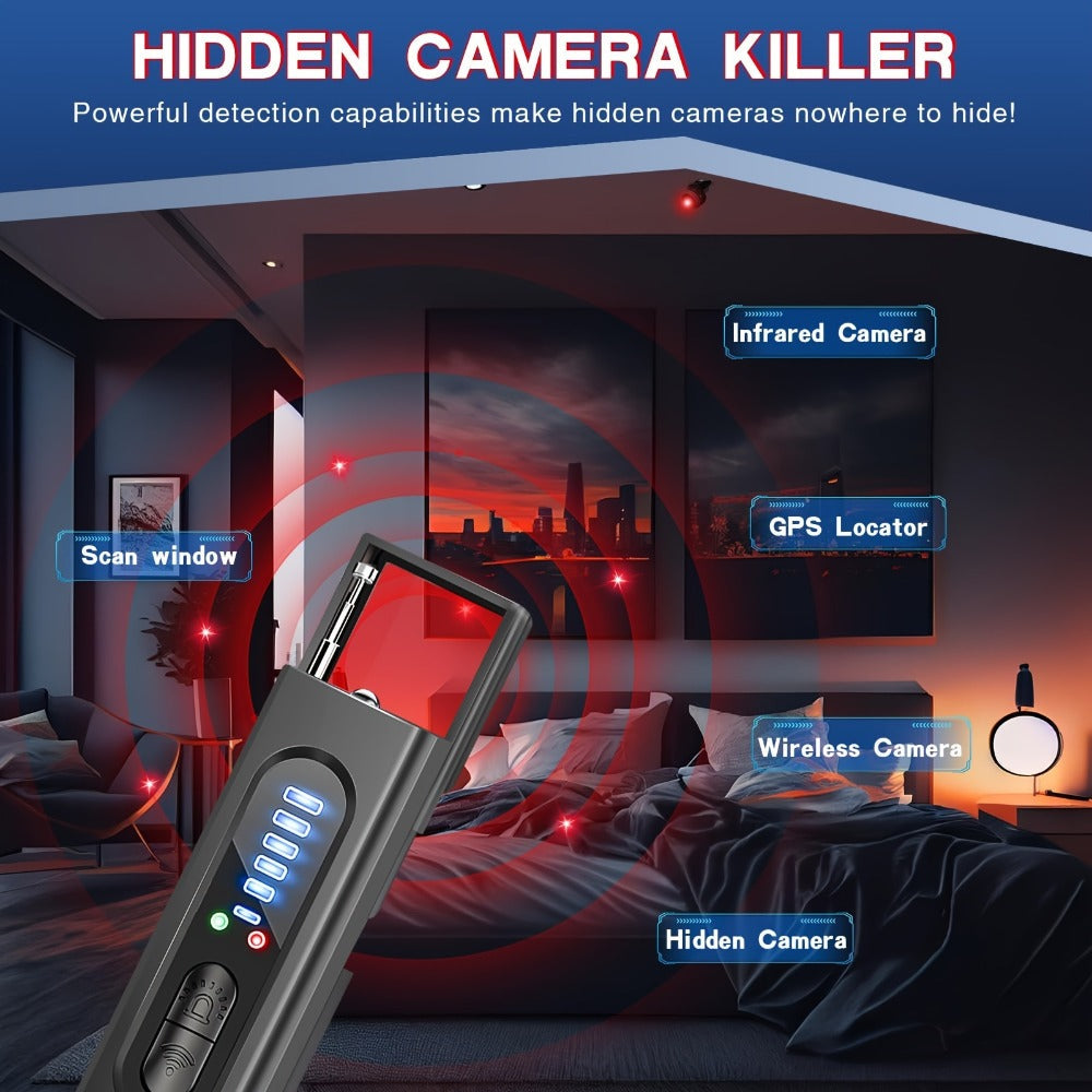 Hidden Camera Detector & Anti-Spy Bug Detector – Portable RF Signal Scanner Finds Wireless Wired GPS Pinhole Infrared Night Vision Cameras, Hotel Travel Privacy Security Device