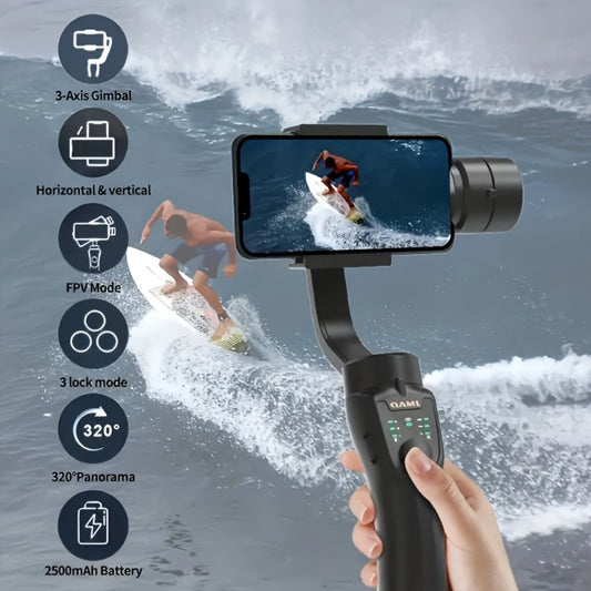 Handheld 3-Axis Smartphone Gimbal Stabilizer with Wireless Bluetooth No App Required Anti-Shake Video Recording – Includes Stand & Mount Compatible with iPhone Android Vlog Travel Live Streaming