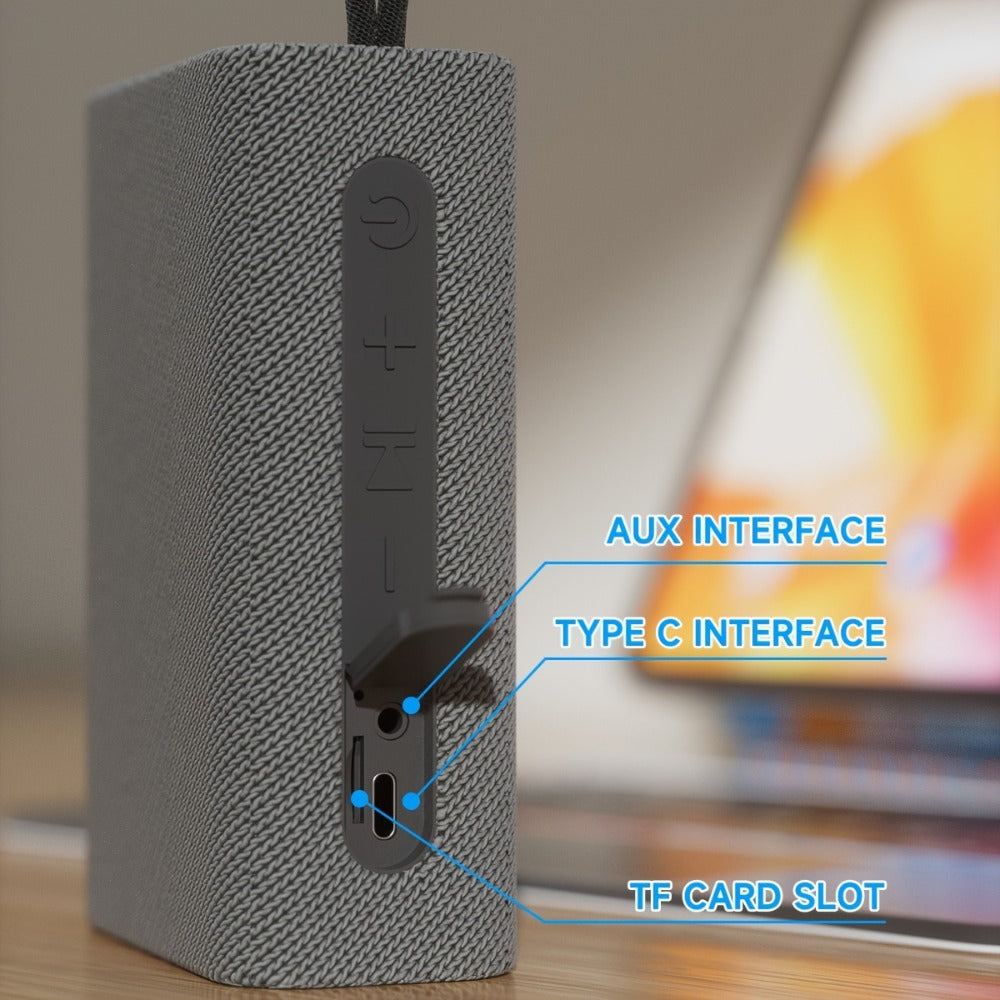 Portable Bluetooth Speaker Stereo Surround Sound USB-C Rechargeable Compact Wireless Speaker for PC Smartphone Tablet Outdoor Gym Travel Button Controls