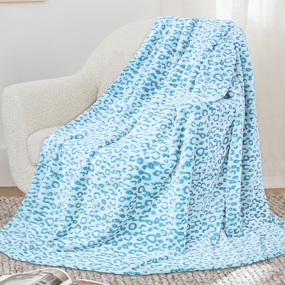 Leopard Print Throw Blanket – Soft Fluffy Jacquard Fleece Flannel for Couch, Bed, Sofa & Camping, 3 Sizes, 5 Colors