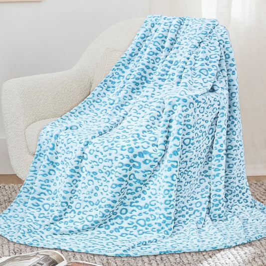Leopard Print Throw Blanket, Soft Fleece and Flannel for Couch and Bed
