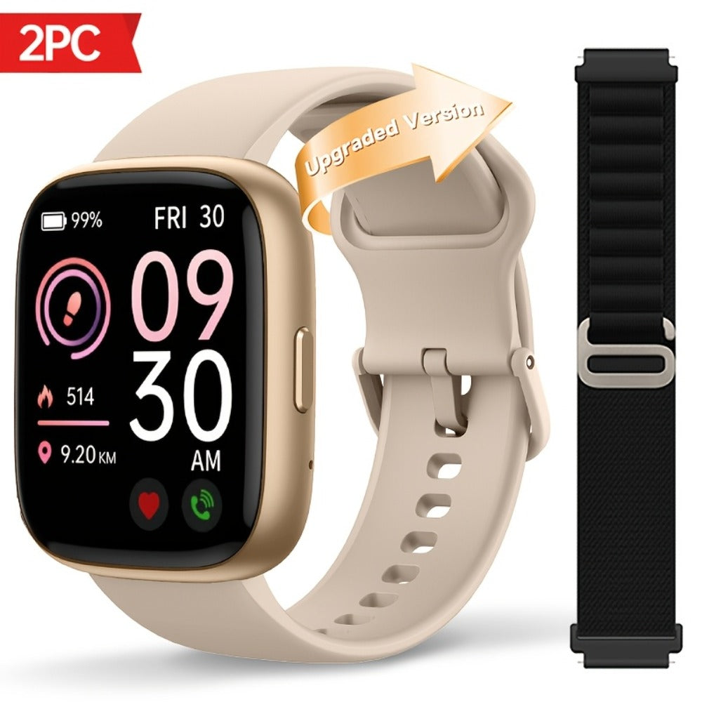 Alexa Built-in Waterproof Smartwatch 1.83" HD – Wireless Calling, 100+ Sport Modes, Heart Rate SpO2 Sleep Tracker, Optional Woven Strap – Unisex Black Green Purple Pink Gold White iPhone & Android