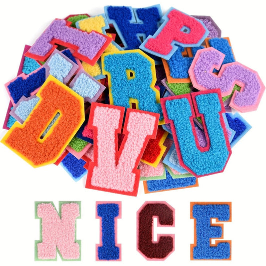 Self-Adhesive Chenille Letter Patches, 26-Piece A–Z Set for DIY Crafts